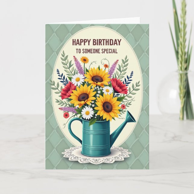 Golden Blooms Birthday Card (Front)