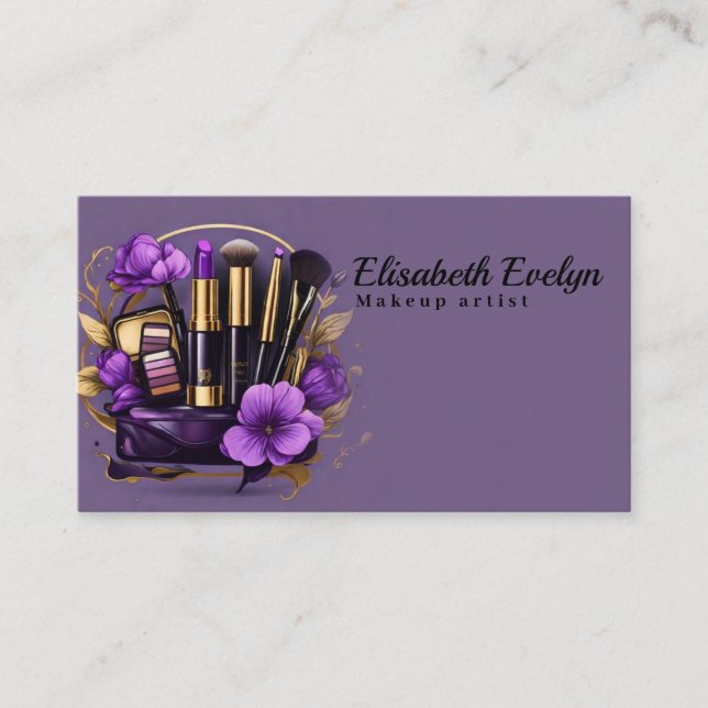Golden Blooms & Black Glam g567 Business Card (Front)