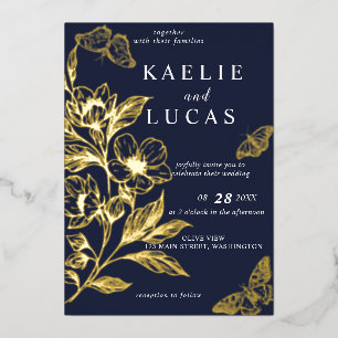 "Golden Blooms Of Love" Romantic Navy Wedding