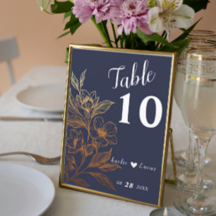 "Golden Blooms Of Love"   Wedding Table Number 