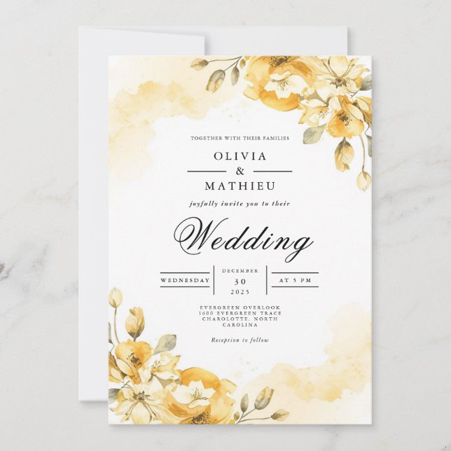 Golden Blossom Archway Wedding Invitation (Front)