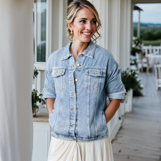 Golden Blossom Beauty Denim Jacket (Wedding Front)