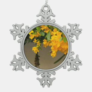 Golden Blossom Beauty Snowflake Pewter Christmas Ornament