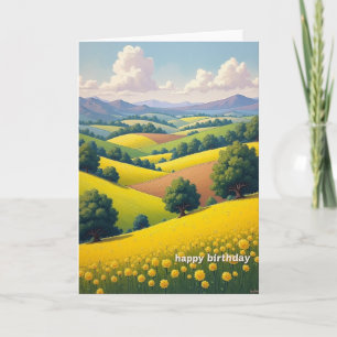 Golden Blossom Birthday Card