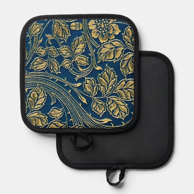 Golden Blossom Elegance Pot Holder (Front/Back)
