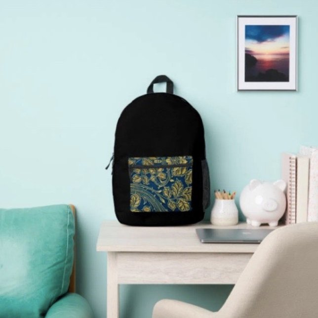 Golden Blossom Elegance  Printed Backpack (Creator Uploaded)