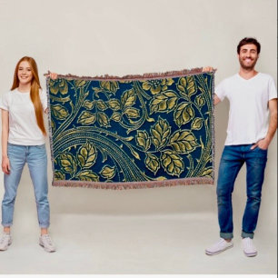 Golden Blossom Elegance Throw Blanket