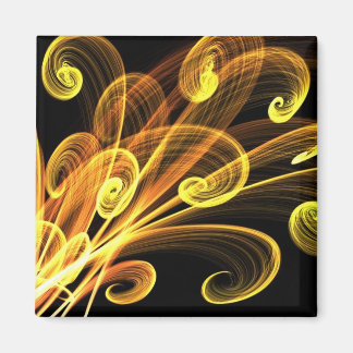 Golden Blossoms Abstract Art Magnet
