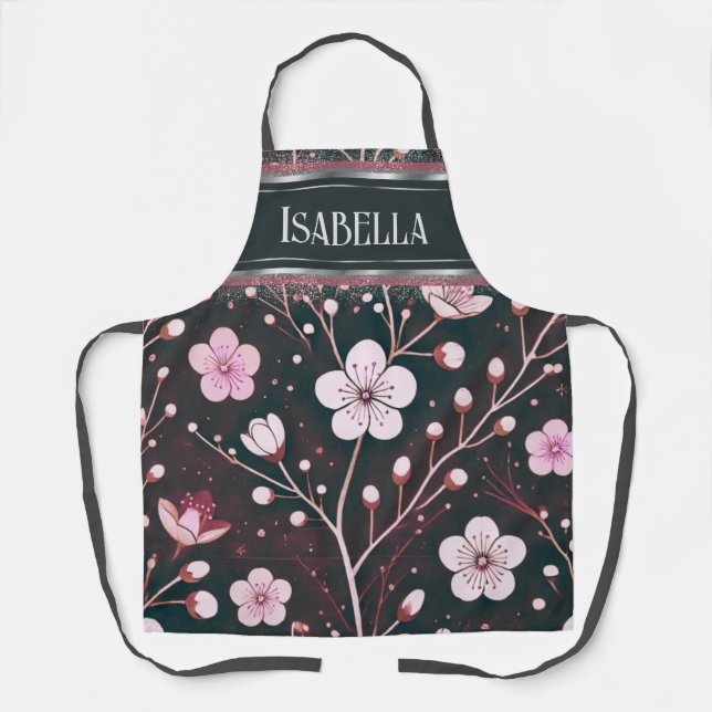 Golden Blossoms: Delicate Floral Symphony Apron (Front)