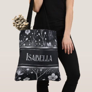 Golden Blossoms: Delicate Floral Symphony Tote Bag