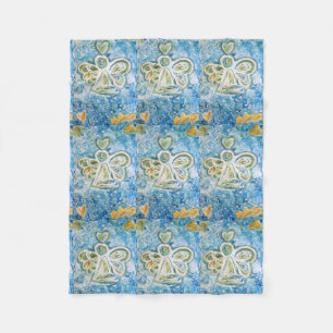 Golden Blue Angel Custom Soft Fleece Blanket