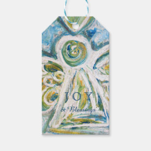 Golden Blue Angel Holiday Joy Custom Gift Tags