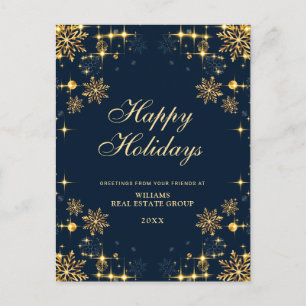 Golden Blue Christmas Ornament Corporate Greeting Holiday Postcard
