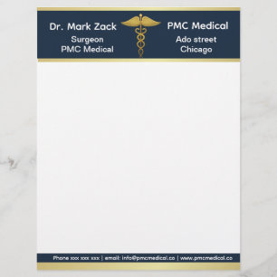 Golden blue customisable doctor custom letterhead