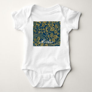Golden Blue Elegance Baby Bodysuit