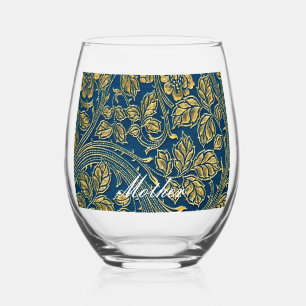 Golden Blue Elegance Drinkware Set Stemless Wine Glass