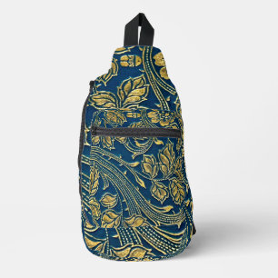 Golden Blue Elegance Sling Bag