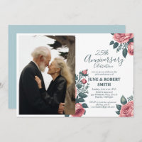 Golden Blue floral 25th wedding anniversary