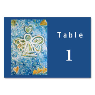 Golden Blue Inspirational Angel Custom Table Cards