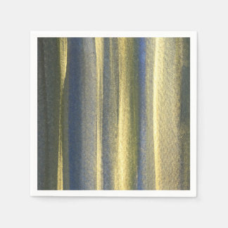 Golden Blue Lines  Cocktail Paper Napkins