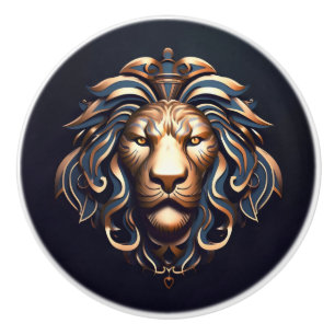 Golden Blue Lion Ceramic Knob