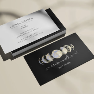Golden Blue Moon Phases Yoga Studio Business Card