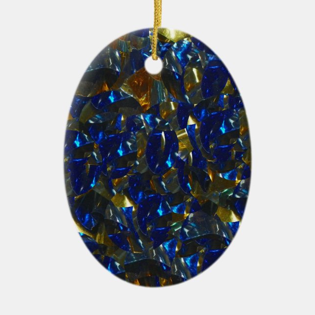 Golden Blue Oval Ornament (Front)