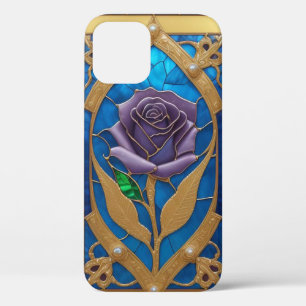 Golden Blue Rose in Decorative Frame iPhone 12 Case