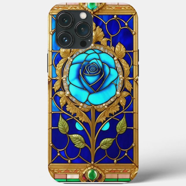 Golden Blue Rose in Decorative Frame Case-Mate iPhone Case (Back)