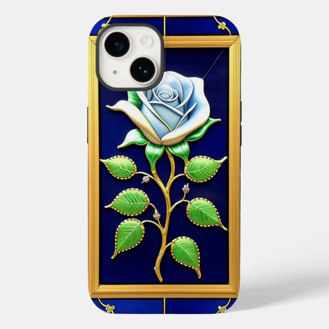 Golden Blue Rose in Decorative Frame Case-Mate iPhone Case (Back)