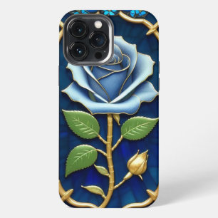 Golden Blue Rose in Decorative Frame iPhone 13 Pro Max Case