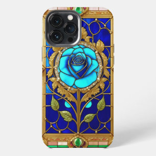 Golden Blue Rose in Decorative Frame iPhone 13 Pro Max Case