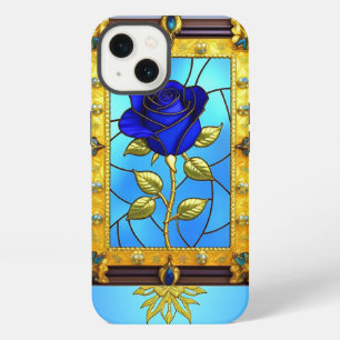 Golden Blue Rose in Decorative Frame iPhone 13 Case