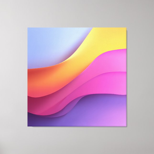 Golden Blue Wave Layers Canvas Print (Front)