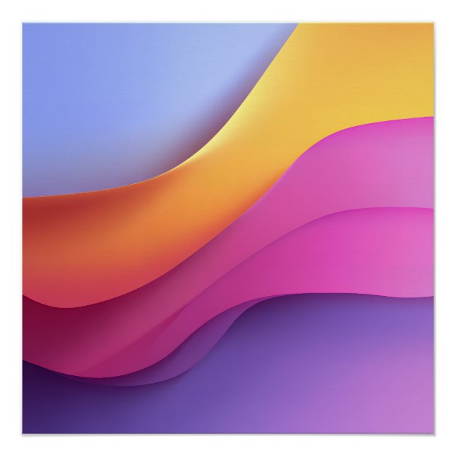 Golden Blue Wave Layers Poster (Front)