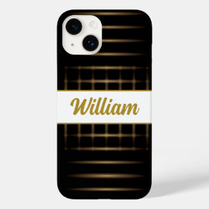 golden blur lines on black with custom text Case-Mate iPhone 14 case