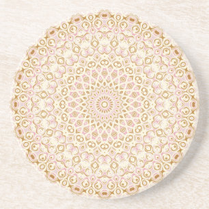 Golden Blush Modern Mandala Pattern Coaster