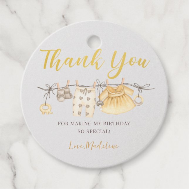 Golden Boho Baby Shower Party Thank You Tag (Front)