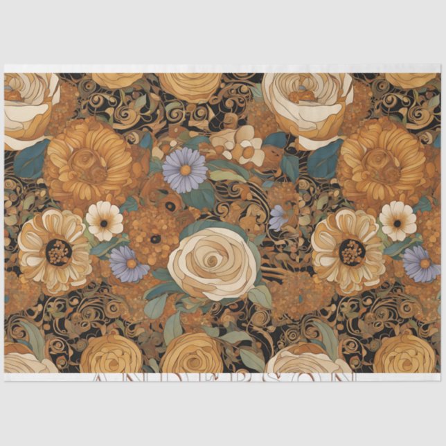Golden Boho Garden Floral Tissue Paper (Front)