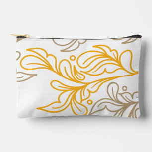 Golden Boho Leaf Design Accessory Pouch