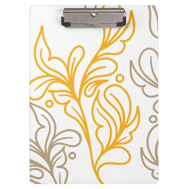 Golden Boho Leaf Design Clipboard (Front)