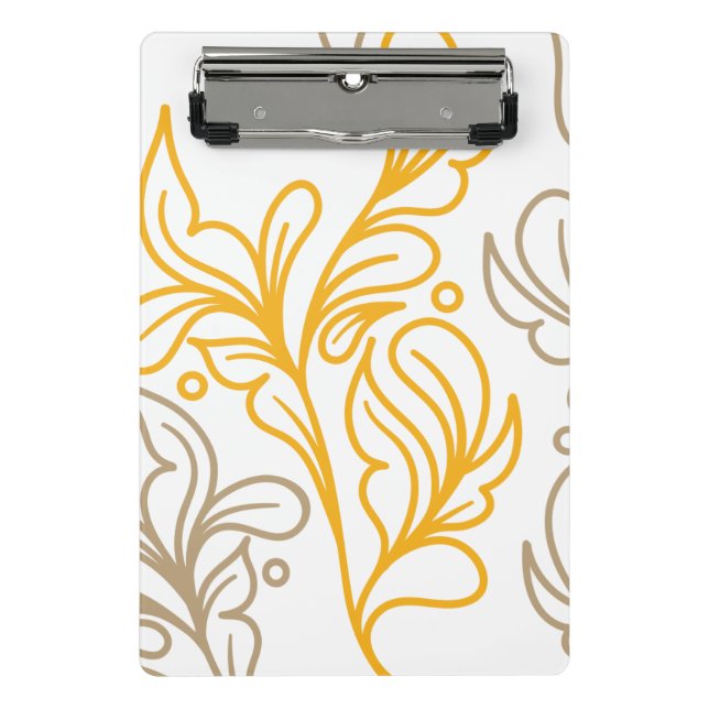 Golden Boho Leaf Design Mini Clipboard (Front)