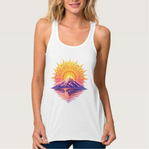 Golden Boho Mandala Sun Mountain Sunset Reflection Singlet