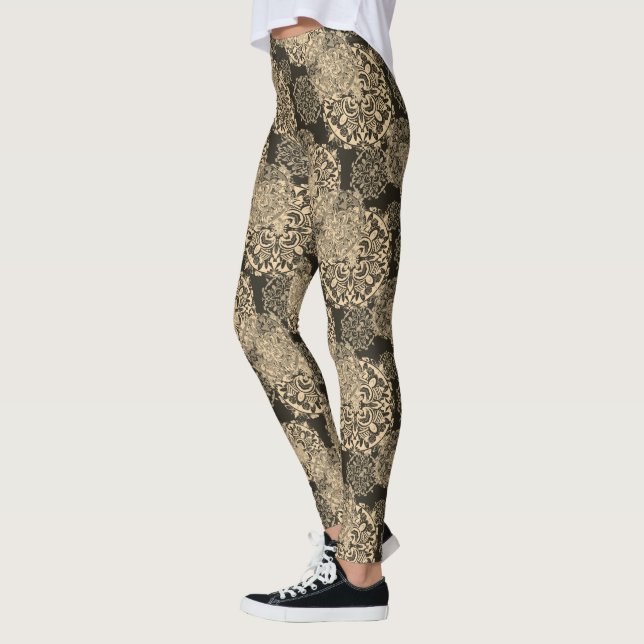 Golden Boho Mandalas Leggings (Left)