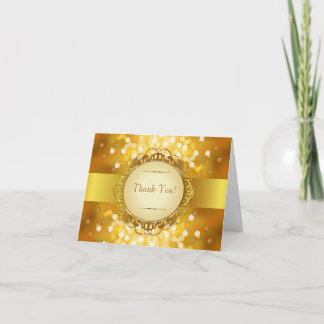 Golden Bokeh 50th Anniversary Thank You Card