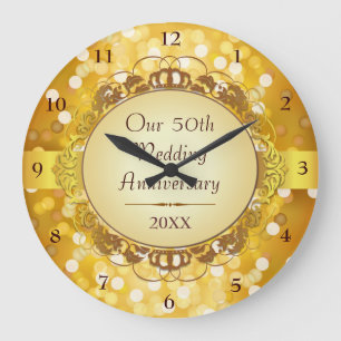 Golden Bokeh 50th Anniversary Wall Clock