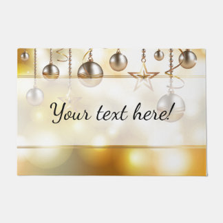 Golden Bokeh Lights, Stars & Baubles | Christmas Doormat