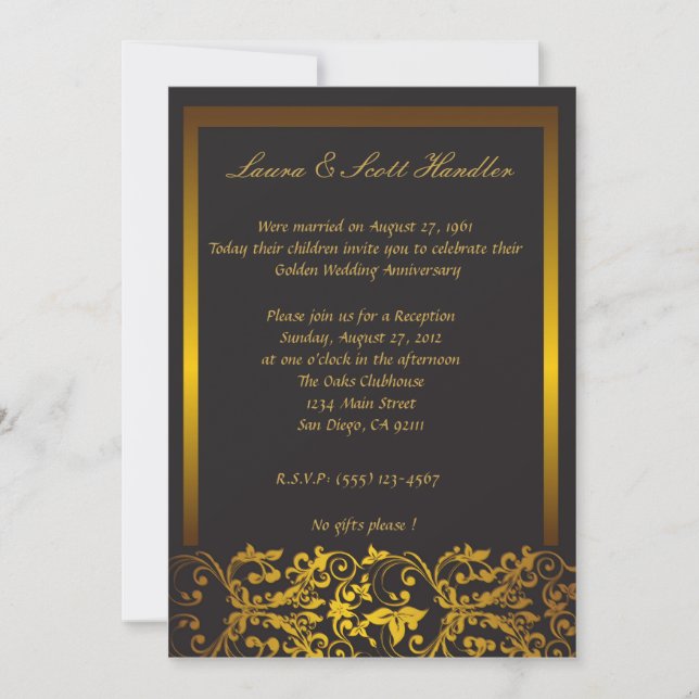 Golden border - 50th anniversary invitation (Front)