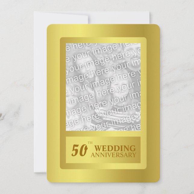 Golden Border 50th Wedding Anniversary Invitation (Front)
