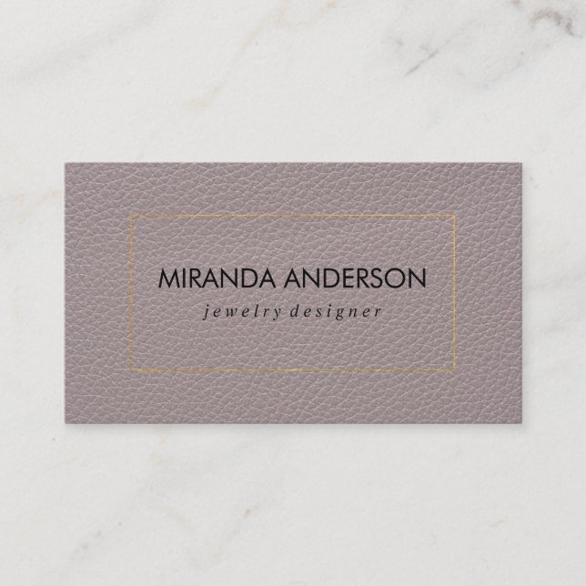 Golden Border Black | Leather Business Card (Front)
